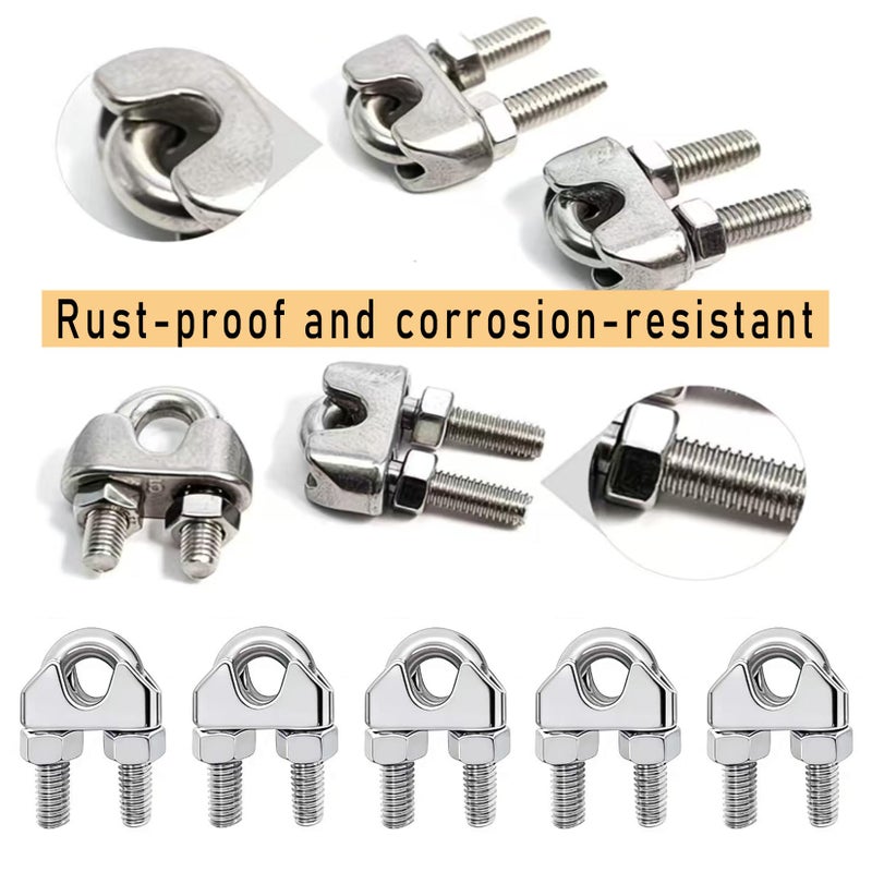 Luckkyme M8 Wire Rope Clamp 304 Stainless Steel 5/16" Wire Rope Cable Clip Clamp (20Pack) - Image 4